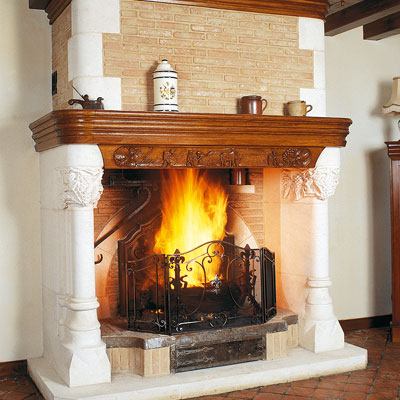 Cheminée à bois - LA ROTISSIÈRE - CHEMINEES ET CUISINES JEAN MAGNAN - à gaz  / traditionnelle / adossée